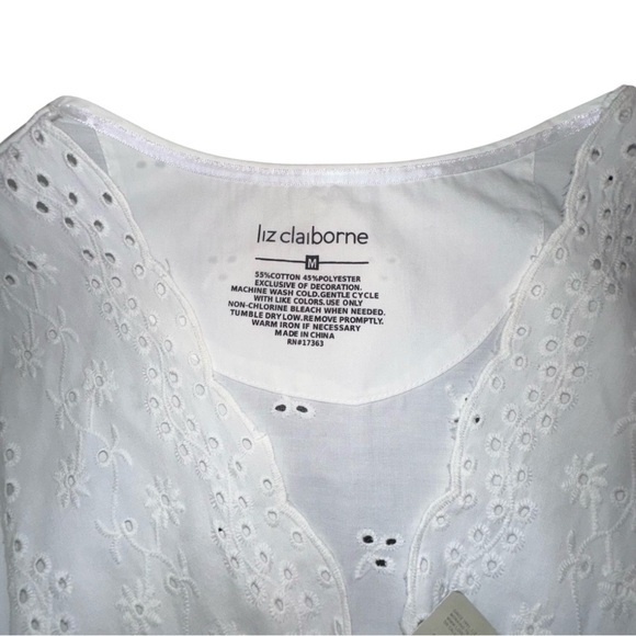 NWT Liz Claiborne Dress White Sleeveless Eyelet Embroidered Cottagecore Size M - Picture 5 of 7